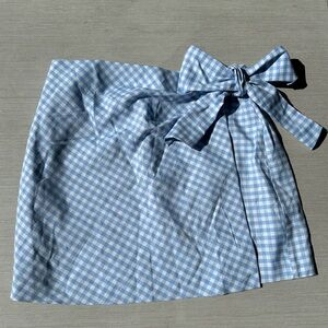 Forever 21 Blue Checkered Mini Skirt with Bow
